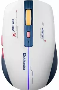 Мышь игровая беспроводная Defender Dila MM-282 белый-синий (с аккумулятором) - Продажа и ремонт компьютерной техники "БАЙТ"