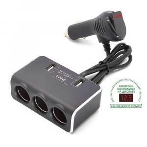 Разветвитель автоприкуривателя Olesson 1639 3 гнезда + 2USB+QC3.0 120W 20174770 - Продажа и ремонт компьютерной техники "БАЙТ"