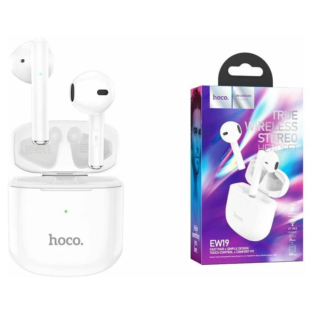 Наушники hoco беспроводные type c. Беспроводные наушники Hoco ew19. Наушники Bluetooth Hoco ew19 TWS. Hoco ew19 белые. Наушники ракушки беспроводные с гарнитурой Hoco ew20 AIRPODS 3 White 767615.