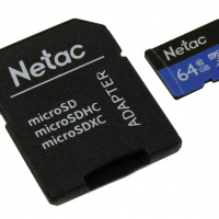 Флеш карта microSDXC 64Gb Class10 Netac NT02P500STN-064G-R P500 + adapter - Продажа и ремонт компьютерной техники "БАЙТ"