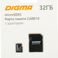 Флеш карта microSDXC Digma 32GB CARD10 V10 + adapter DGFCA032A01 - Продажа и ремонт компьютерной техники "БАЙТ"