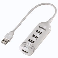 Хаб USB Hama H-39788 Концентратор USB 2.0 пассивный 1:4 белый - Продажа и ремонт компьютерной техники "БАЙТ"
