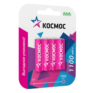 Аккумулятор КОСМОС AAA 1,2V 1100mA (4шт) - Продажа и ремонт компьютерной техники "БАЙТ"