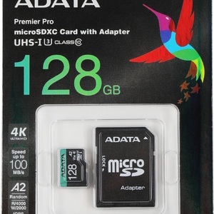 Флеш карта microSDXC 128GB A-Data AUSDX128GUI3V30 SA2-RA1 Premier Pro + adapter - Продажа и ремонт компьютерной техники "БАЙТ"