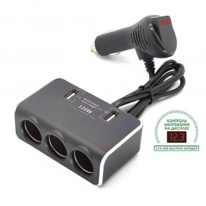 Разветвитель автоприкуривателя Olesson 1639 3 гнезда + 2USB+QC3.0 120W 20174770 - Продажа и ремонт компьютерной техники "БАЙТ"