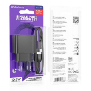 Сетевое зарядное устройство Borofone BAS11A + кабель microUSB 10,5W - Продажа и ремонт компьютерной техники "БАЙТ"